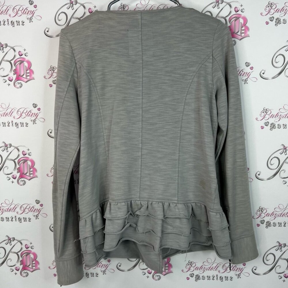 Kensie blazer buttons peplum grey Charcoal Double-Breasted Women's Blazer - Picture 2 of 12